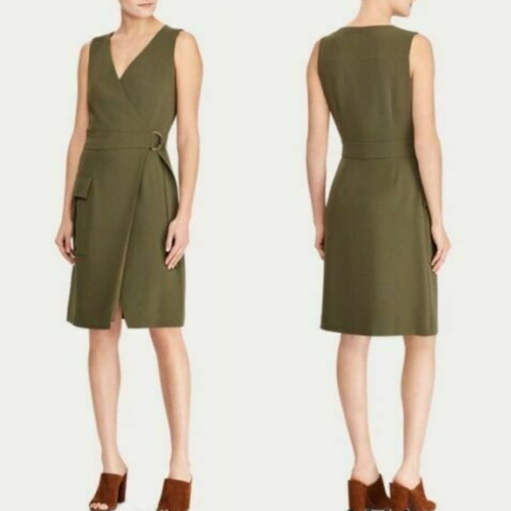 Polo Ralph Lauren Stretch Cady Wrap Dress ~ Green ~ Size 6 ~ NEW!
